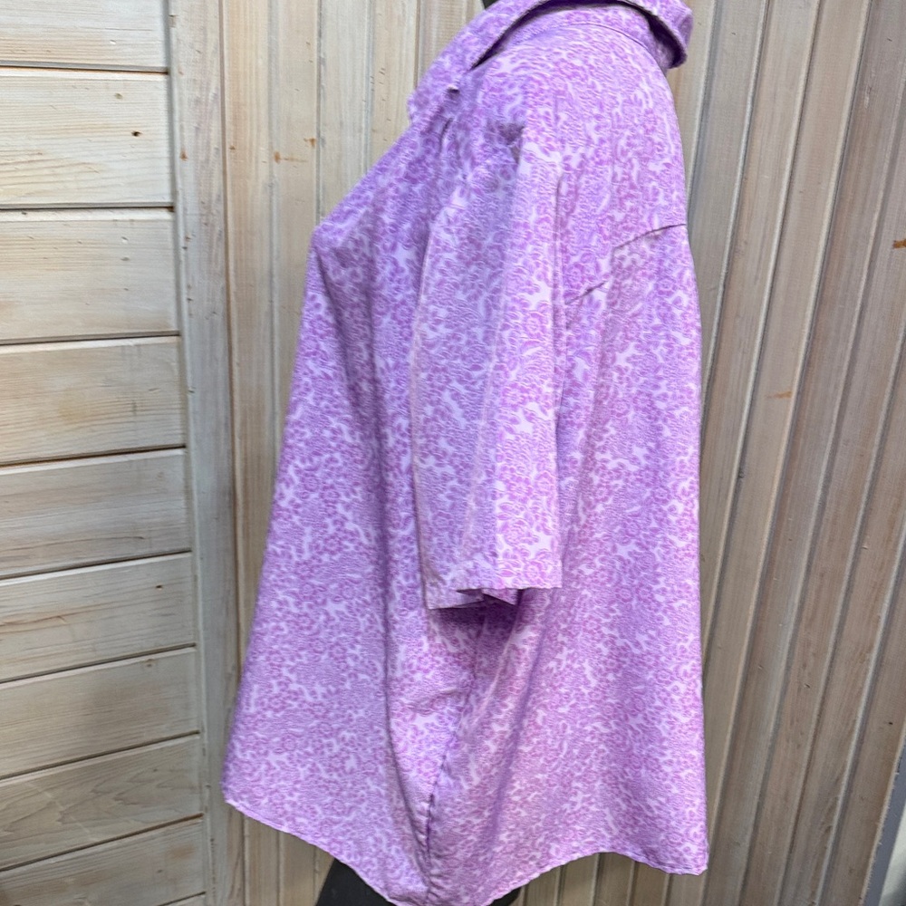 Woman Within Lavender Floral Button Down Shirt - Picture 4 of 8